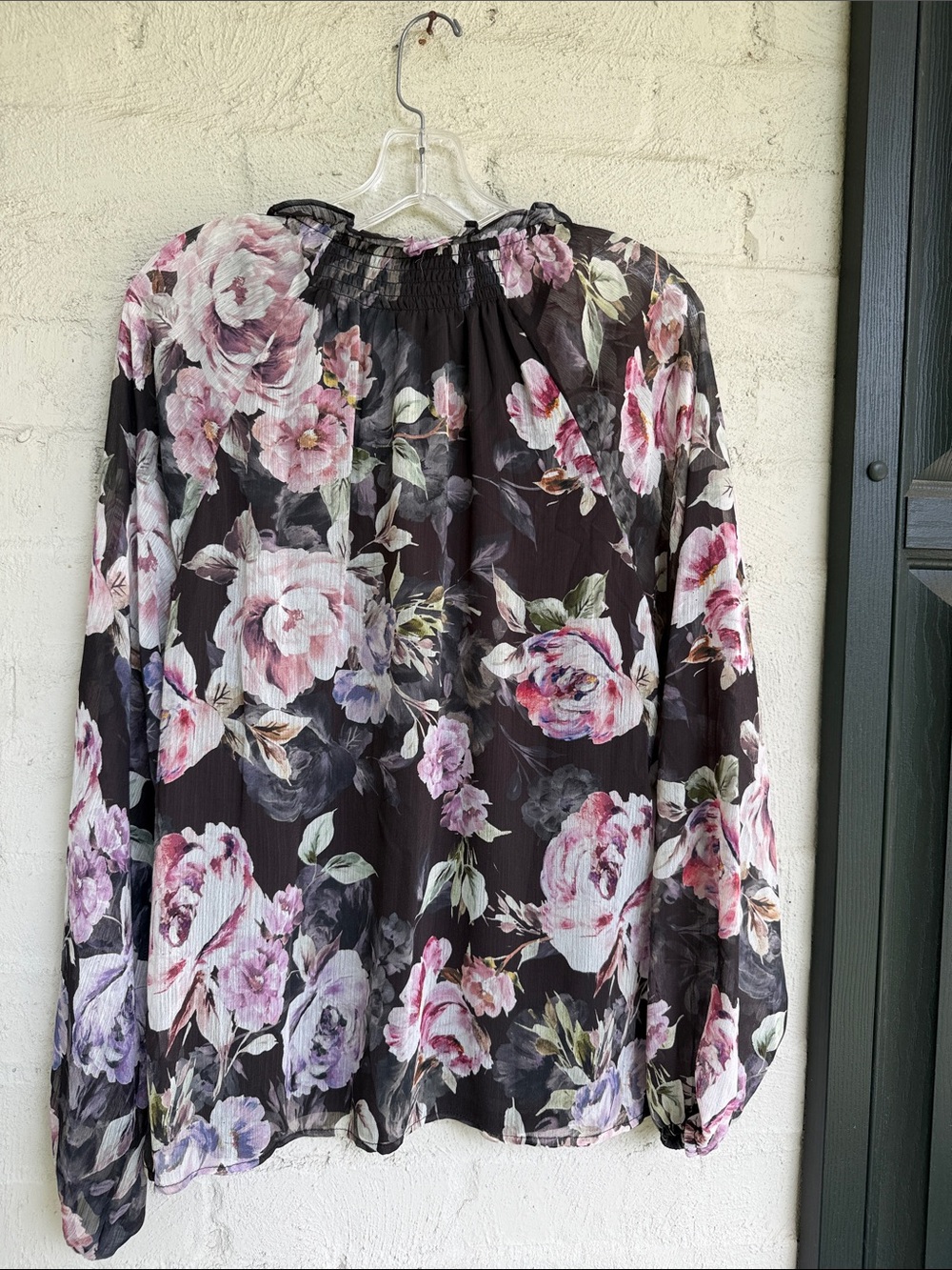 NWT Joie Black/Pink Floral Chiffon Blouse Size Large - Picture 7 of 14